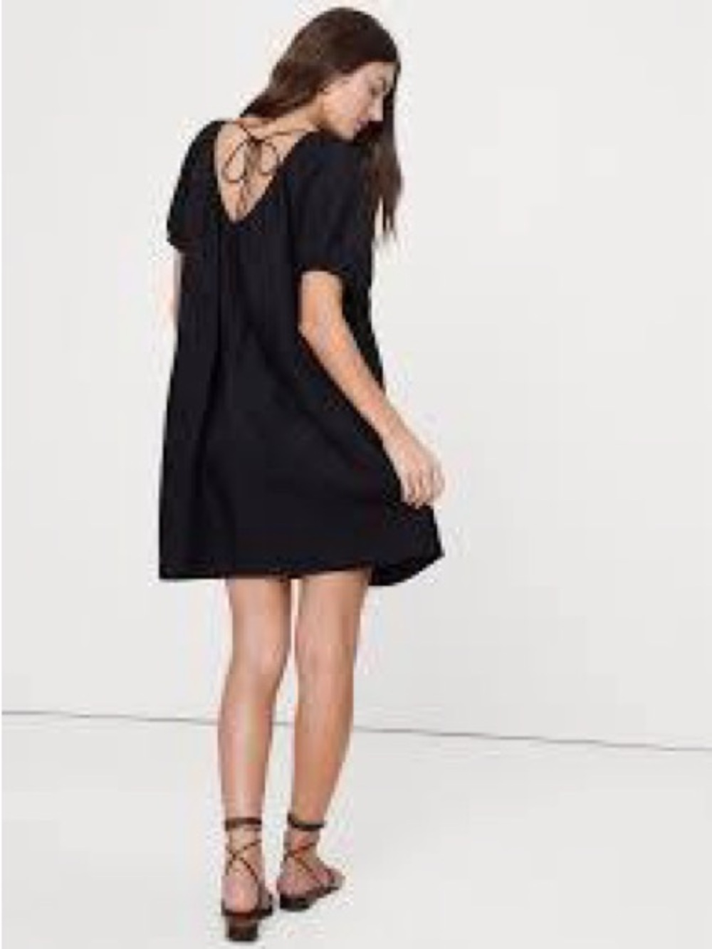 Banana Republic Factory Black Puff Sleeve Shift Dress